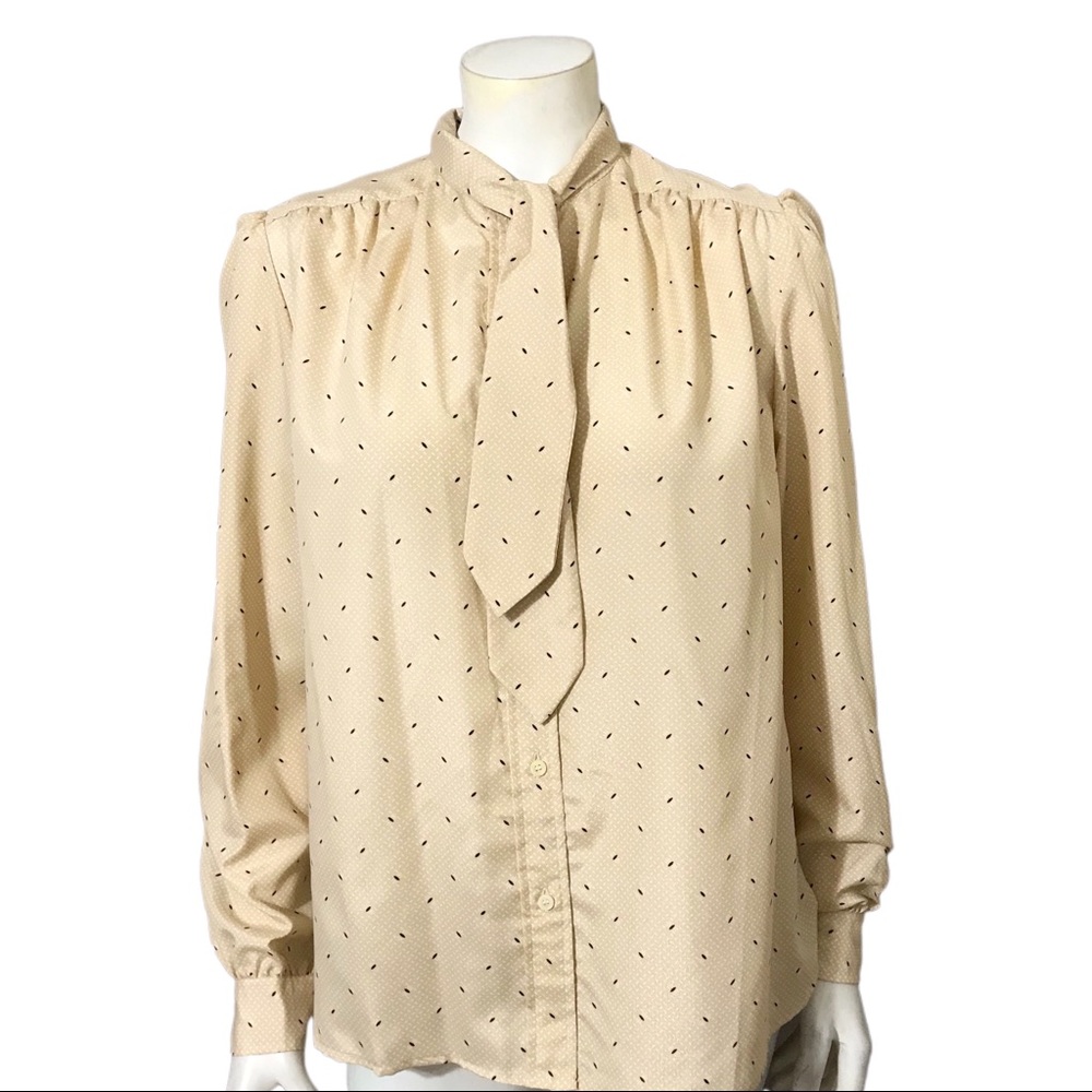 Vintage Evan Picone Tie Neck Blouse Sz-Large